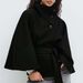Women's Autumn And Winter New Fashion Solid Color Cape Stand Collar Button Belt Trench Coat_ecoleips.com