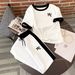 Fashion Women's Casual Two Piece Set Short Sleeved Top And Loose Fitting Trousers 8002 Print Cross Border_ecoleips.com