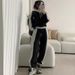 Women's Clothing Hooded Loose Plus Velvet Sweater Thick Coat Color Matching Casual Pants Sports Suit_ecoleips.com