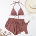 Women's Clothing Solid Color Two Piece Women's Swimsuit Three Piece Swimsuit With Chest Pad Bikini Swimsuit_ecoleips.com