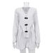Voya Voya 2026 Spring Women's New Chinese Style Unique Design Long Sleeve Deep V Top Jacket High Waist Shorts Striped Suit_ecoleips.com