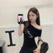 One Collar Sleeved Fit T-shirt Women In The Summer Of 2025, Featuring Letter Printing To Make Them Look Slim And Spicy._ecoleips.com