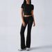 European American Women's Casual Solid Color Slim Fit High Waist Trouser Suit Spring Summer Short Sleeve Clothing Set_ecoleips.com