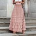 New French long skirt for women autumn European and American temperament elegant solid color high waist mesh cake skirt puffy skirt_ecoleips.com