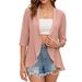 Women's Clothing Solid Color Cardigan Jacket Three Quarter Sleeve Ruffle Top_ecoleips.com