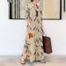 Women's Clothing Cotton And Linen Floral Lapel Long Sleeves Pockets Simple Loose Casual Long Cardigan Dress_ecoleips.com