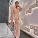 Women’s Clothing Spot Autumn Fashion Drawstring Waist Top Wide Leg Trousers Two Piece Set_ecoleips.com