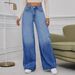 Vintage Washed Blue Jeans For Women – High Street Straight Leg Denim Pants (Blue, M-XL)_ecoleips.com