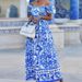Women's Clothing Spot Women's Summer Hot Sale Fashion Short Sleeved One Shoulder Bohemian Print Dress_ecoleips.com