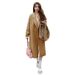 Pink Single Layer Thin For Women 2023 Autumn Winter New Korean Loose Mid-Length Hepburn Style Woolen Coat_ecoleips.com