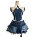 Pure Desire Hot Girl Sexy Design Collared Top New Denim Skirt Women Waist Slimming Two-Piece Set_ecoleips.com