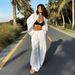 Women's Fashion Casual Loose Long Sleeved Shirt And Tie Waist Pants Two Piece Set_ecoleips.com