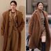 Women’s Teddy Bear Coat – Long Plush Faux Shearling Jacket With Notched Lapel (Pink, Camel, Gray, White, Blue, Beige)_ecoleips.com