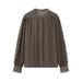 Women's Clothing Women's French Retro Early Spring Fashionable Elegant Round Neck Long Sleeve Shirt Solid Color Lace Trim Blouse_ecoleips.com