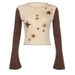 Harajuku Style Women's Long Sleeve T-Shirt Sparkling Star Print Contrasting Colors Versatile Flared Top Fashionable_ecoleips.com