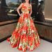 Women's Clothing New Sexy V Neck Backless Ruffled High Swing Dress_ecoleips.com