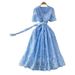 High-End Lace Dress for Women V Neck Short Sleeve Summer Fitted Princess Style Dress Premium Selection_ecoleips.com
