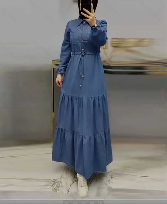 Women's Clothing New Women's Blue Stitching Long Skirt Fashionable And Elegant Denim Dress_ecoleips.com