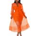 D3324 Plus Size Sexy Mesh Fashion Tie Shirt Dress Camisole Two-Piece Set_ecoleips.com