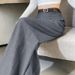 Fall Winter High-Waisted Flared Dress Pants For Women – Fleece-Lined Wide-Leg Trousers With Straight Cut & Elegant Tailoring (Black, Gray, White )_ecoleips.com