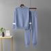 Women's European American Style Casual Pants Suit Long Sleeved Sweater Two-Piece Set_ecoleips.com