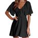 2026 European And American Foreign Trade Cross-Border Women's Fashion Hot Item V-Neck Bow Tie Short Sleeve Mini_ecoleips.com