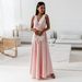Verve 2025 Spring Summer New Women's Solid Color V-neck Long Dress_ecoleips.com