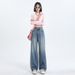 Black And Gray High-waisted Wide-leg Jeans For Women, 2026 Spring-summer New Style, Versatile, Loose, Drapey_ecoleips.com