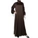 Modest Abaya Dress Robe And Headscarf Set With Drawstring Pleats And Lantern Sleeves._ecoleips.com