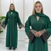 Muslim Abaya Arab Kaftan Plus Size Women's Dress With Flared Long Sleeves 8840_ecoleips.com