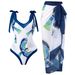 Popular Swimwear In Stock: Sexy One-piece Printed Swimsuit For Women, European And American Two-piece Set With Lace-up_ecoleips.com