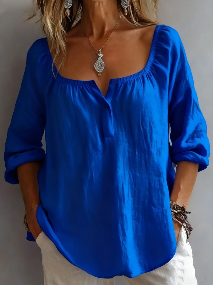 New Women's Clothing Casual V-Neck Long Sleeve Pullover Top Various Colors Fashionable Comfortable Top For Women_ecoleips.com
