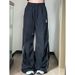 American Wide Leg With Striped Splicing, Floor Drawstring, Jogging Pants, Loose Fitting Harajuku Street Casual Pants For_ecoleips.com