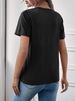 Women's Casual Black T-Shirt round Neck Short Sleeve Planet Print European American Style Simple Sportswear Top for Summer_ecoleips.com