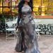 Elegant Maxi Dress for Women Asymmetric Neckline Printed Flowy Ruffle Detail Slim Fit Silhouette_ecoleips.com