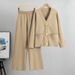K Casual Fashion Two-piece Set For Women; Versatile Metal Button Knitted Cardigan Sweater With Wide-leg Pants Set._ecoleips.com