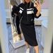 2026 Autumn Winter European And American Cross-Border Independent Station Bodycon Over-Knee White Striped Edge Dress_ecoleips.com