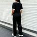 Women's Summer Fashion Color Block Set European American Style Casual round Neck Short Sleeve Top And Loose Trousers Two Piece Outfit Printed_ecoleips.com