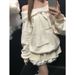 Trendy Off-Shoulder Bowknot Shawl Hoodie For Women, New Autumn/Winter Style, Fleece-Lined, Thick, Loose, High-End Feel,_ecoleips.com