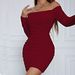 Off-Shoulder Bodycon Dress With Ruffle Sleeves – Stretchy Milk Silk Wrap Dress For Women (XS-XL, 6 Elegant Colors)_ecoleips.com