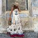 Women's Clothing Floral Vacation Dress Lightweight V-Neck Dress With Long Sleeves Elastic Waist Breathable Cotton For Beach Travel_ecoleips.com