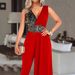 Women’s Clothing Spring And Summer New Perspective Long Sleeve Lace Lace Waisted Jumpsuit_ecoleips.com