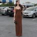 2025 Autumn New Fashion Elegant Patchwork Deep V Strap Long Sexy Slim Fit Dress Wholesale_ecoleips.com
