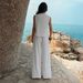 Women's Elegant Simple Round Neck Button Down Top Set European American Style Spring Summer_ecoleips.com