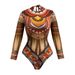 Women's European American Style Long Sleeved One Piece Swimsuit SPF Sun Protection Cross Border Long Pants Sexy Vacation Swimwear_ecoleips.com