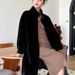 Faux Fur Long Coat With Stand Collar – Luxe Vegan Fur, Oversized Fit, Trendy Streetwear Style (White/Black/Taupe)_ecoleips.com