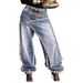 Women's High Waisted Straight Leg Jeans Heavy Duty Patchwork Hand Studded Rhinestone Design Casual Cotton Pants for Autumn_ecoleips.com