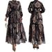 Women's Clothing New Print With Belt Long Fashionable And Elegant Dress_ecoleips.com