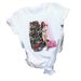 Merry Christmas Tree Santa Claus White Round Neck Plus Size Women's Fashion Short Sleeve T-Shirt_ecoleips.com