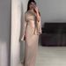 Elegant Satin Midi Dress With Empire Waist – Long Sleeve Mock Neck Ruffle Hem Dress (S-Xxl, Champagne/Black/Emerald)_ecoleips.com